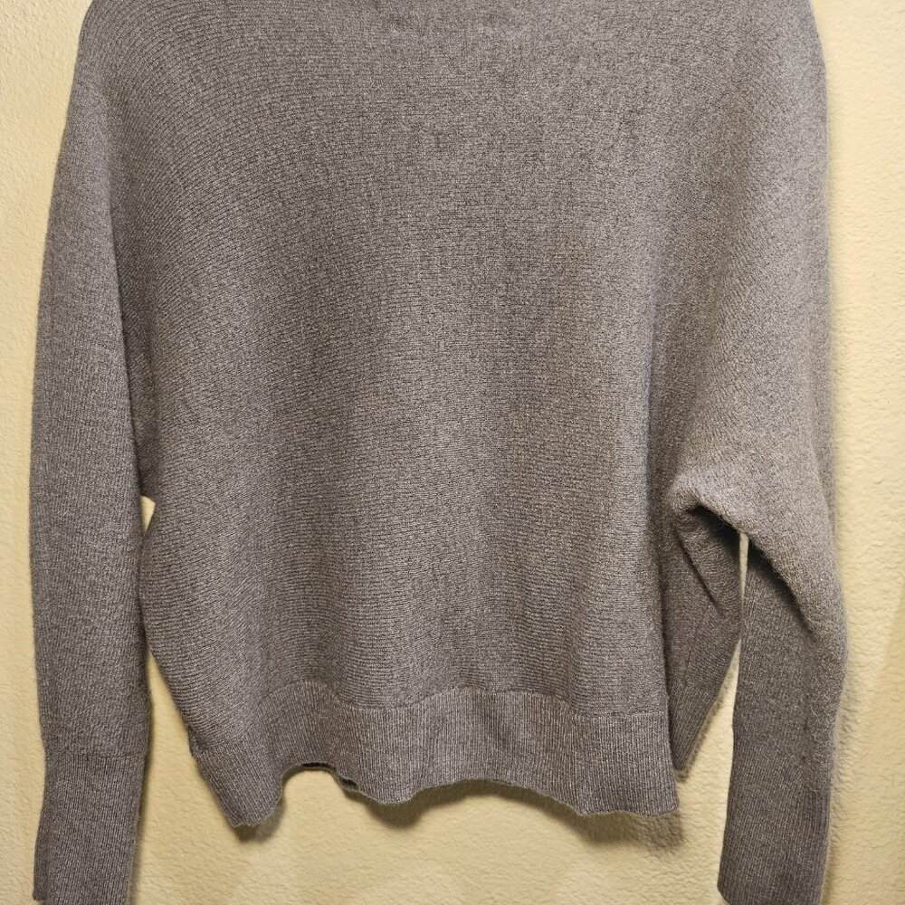 100% Merino Wool Max Studio London Gray Dolman Sleeve Knit Sweater - Picture 2 of 4